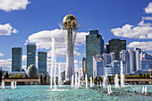 Kazakhstan, Astana City, New Administrative City, Nurzhol Avenue , Bayterek Monument, Singing Fountains Square.