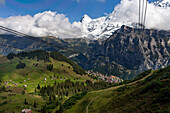Cablecar up to the Schilthorn, Mürren, Lötschen valley in the Valais, Switzerland