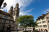 Zwingliplatz und Grossmünster Church, Zurich, Switzerland