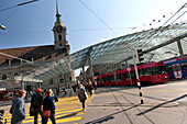 Loebegge bus station in the center of Bern, Switzerland
