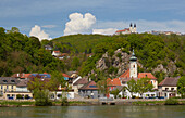 Blick auf Marbach und die Wallfahrtskirche Maria Taferl , Donau , Bundesland Niederösterreich , Österreich , Europa