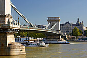 Budapest , Kettenbrücke über die Donau von Buda nach Pest , Donau , Ungarn , Europa