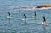 Surf kayaking is a sport that comes from a cross between the worlds of kayaking and surfing. It is to use the driving force of the waves to slide over them with the help of a kayak and a paddle. Costa Brava. Girona. Catalonia. Spain.