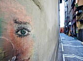 eye painted on a wall, Naples, Italy