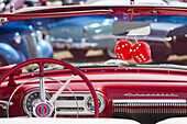 USA, Massachusetts, Gloucester, Antique Car Show, fuzzy dice.