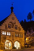 Germany, Baden-Wurttemburg, Black Forest, Schiltach, town hall, dawn.