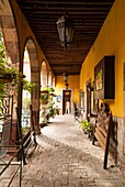 A courtyard of a commercial building in San Miguel de Allende, Mexico
