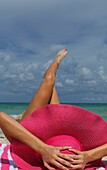 Young woman on the beach. Miami Beach, Florida, USA