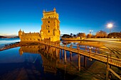 Belem Tower on Tagus river, Lisbon, Portugal.