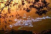 Alpujarras village view in golden sunset light , Granada province , Spain.