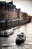 Famous Speicherstadt warehouse district in Hamburg, Germany.