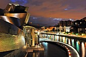 Guggenheim Museum designed by architect Frank Gehry, Bilbao, province of Biscay, Basque Country, Spain, Europe.