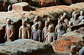 China, Shaanxi province, Xian, Lintong site, Detail of some of the six thousand statues in the Army of Terracotta Warriors, 2000 years old, from the tomb of the First Emperor of China, Unesco world heritage.