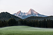 Watzmann, Sonnenaufgang, bei Berchtesgaden, Berchtesgadener Land, Oberbayern, Bayern, Deutschland