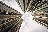 view upwards with residential towers, Mid-Levels, Hongkong, China, Asia