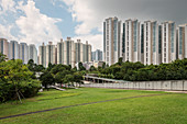 Sozialer Wohnungsbau in der Satelittenstadt Tin Shu Wai, New Territories, Hongkong, China, Asien