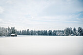 winter landscape next to Wies church in Freising, Bavaria, Germany