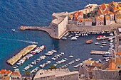 A view of Dubrovniks old port, Dubrovnik City, Dalmatian Coast, Croatia.