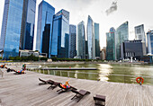 Skyscrapers and promenade. Singapore, Asia.