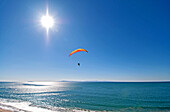Santa Barbara, Paragliding over the Pacific Ocean near Rincon Beach Park and the Carpinteria Bluffs near the city of Carpinteria in southern California.