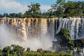 A view from the upper trail, Iguazú Falls National Park, Misiones, Argentina, South America.