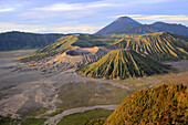 Sunset view of mount Bromo from Penanjakan mountain (2770 m), Bromo Tengger Semeru National Park, Java, Indonesia.