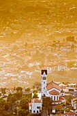 Panoramic view of Funchal at sunset from das Neves viewer, Madeira, Portugal.