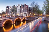 Leidsegracht at night, Amsterdam, Holland.