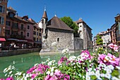 Annecy, Haute-Savoie department, Rhone-Alpes, France. Palais de l´Isle in the middle of the Thiou river.