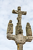free standing cross in front of La Chapelle Notre-Dame de la Joie,  Calvaire, calvary monument, religious, historic, Penmarc'h, Finistère, Brittany, France