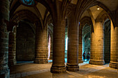Krypta, Pfeiler, Le Mont-Saint-Michel, Kloster, Weltkulturerbe UNESCO, Felseninsel, Normandie, Frankreich