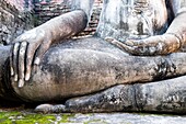 Asia. Thailand, old capital of Siam. Sukhothai archaeological Park, classified UNESCO World Heritage. Wat Si Chum. Buddha statue. Detail.