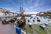 Replica of the English galleon, Golden Hind, in Brixham harbour, South Devon, England, United Kingdom, Europe.