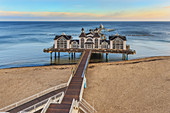 The Sellin Pier is a pier at the Baltic Sea. The pier is 394 meters long. It was inaugurated in 1998, Sellin, Ruegen Island, County Vorpommern-Ruegen, Mecklenburg-Western Pomerania, Germany, Europe.