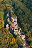 France, Bas Rhin 67, Saverne, Chateau du Haut Barr castle aerial view