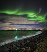 Aurora Borealis or Northern Lights, Reykjavik, Iceland.