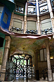 Atrium, Casa Mila, or La Pedrera, by Antoni Gaudi, Barcelona, Catalonia, Spain.