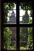 View through an old window in the imperial castle of Nuremberg, Middle franconia