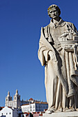 Statue of the Lisbons patron Sao Vicente and the church of Sao Vicente de Fora, Lisbon