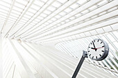 Clock of Liège-Guillemins central station, designed by architect Santiago Calatrava, Belgium.