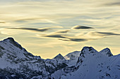 Wolkenstimmung über Karwendel mit Sonnjoch, von der Erfurter Hütte, Rofan, Tirol, Österreich