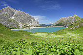 Blick auf Lünersee, Lünersee, Rätikon-Höhenweg, Rätikon, Vorarlberg, Österreich