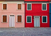 Colourful painted houses, Burano, Venetian Lagoon, Veneto, Italy, Europe.
