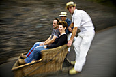 sledge riding.carriers in funchal. madeira.