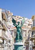 Victory statue in honour of the National Resistance in Ermoupoli town, Syros Island, Cyclades, Greece.