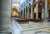 Interior of the medieval cathedral of the Archdiocese of Pisa, dedicated to Santa Maria Assunta,St. Mary of the Assumption, Pisa, Tuscany, Italy, Europe.