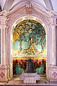Altar and paintings, Convento de Nossa Senhora da Conceicao (Our Lady of the Conception Convent), Regional Museum Dona Leonor, Beja, Alentejo, Portugal, Europe