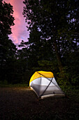 Creative tent shot while camping in the Shenandoah National Park during summer
