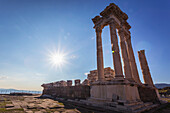'Ruins of the Temple of Trajan, the Pergamenes were known as the temple-keepers of Asia; Pergamon, Turkey'