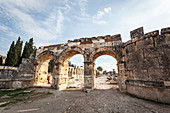 'Monumental entrance to the Roman city of Pamukkale; Pamukkale, Turkey'